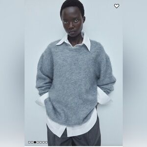 Oversized H&M Wool Mohair Blend Sweater, XS, Grey-blue